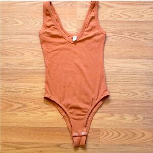 BP. Ribbed V Neck bodysuit